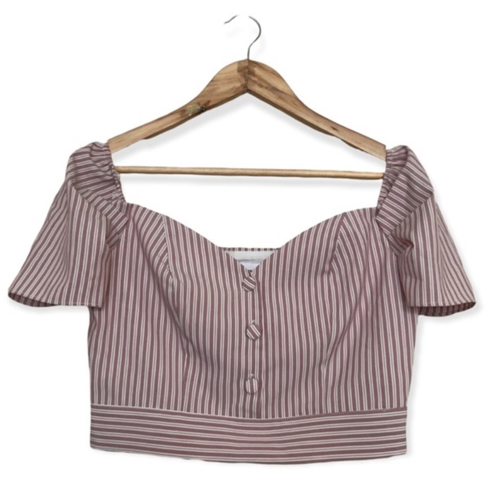 Super down crop top with stripes and cap sleeves
